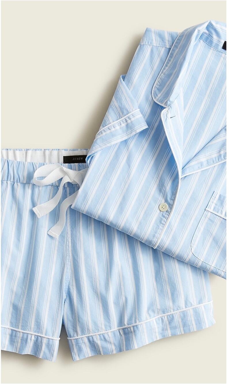 J.Crew Women’s Cotton poplin blue & white stripe pajama short set, XS